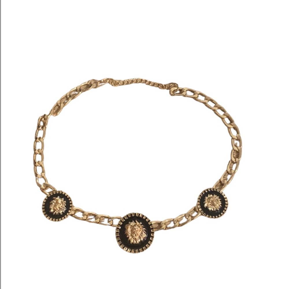 Gold and black vintage piece Cuban link lion head decor